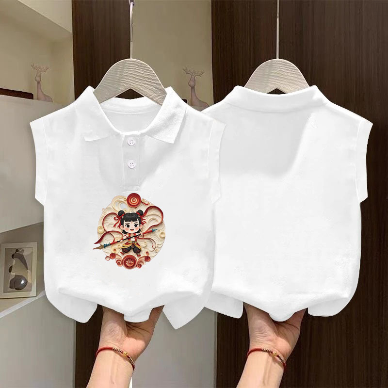 2025年新款儿童宝宝夏装洋气休闲百搭女童纯棉无袖T恤Polo衫上衣