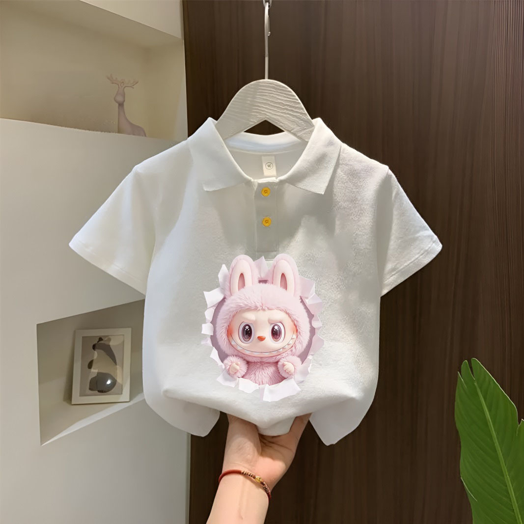 男女童夏季宽松POLO衫拉布布拉可爱卡通纯棉短袖T恤百搭上衣