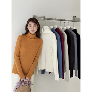 9m 长期主义9色高领毛衣 坑条毛衣冬季新款内搭毛针织衫