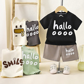 短裤 儿童夏装 两件套 夏季 男童女童纯棉t恤中小童五分裤 短袖 套装