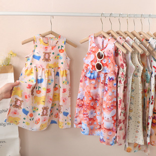 女童棉绸公主裙夏装新款中大童薄款夏季裙子宝宝洋气儿童连衣裙