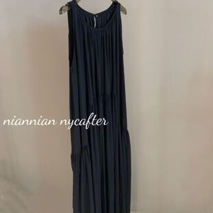 连衣裙yy2030 代工厂直出小夜曲挂脖大裙摆连衣裙褶皱无袖 念念