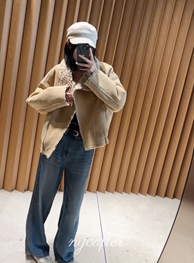 【念念】nycafter 羊毛仿麂皮绒感外套侧拉链夹克ll3391