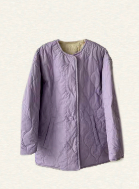 【念念】2024紫色双面穿棉服圆领时尚薄款保暖棉衣EH1360