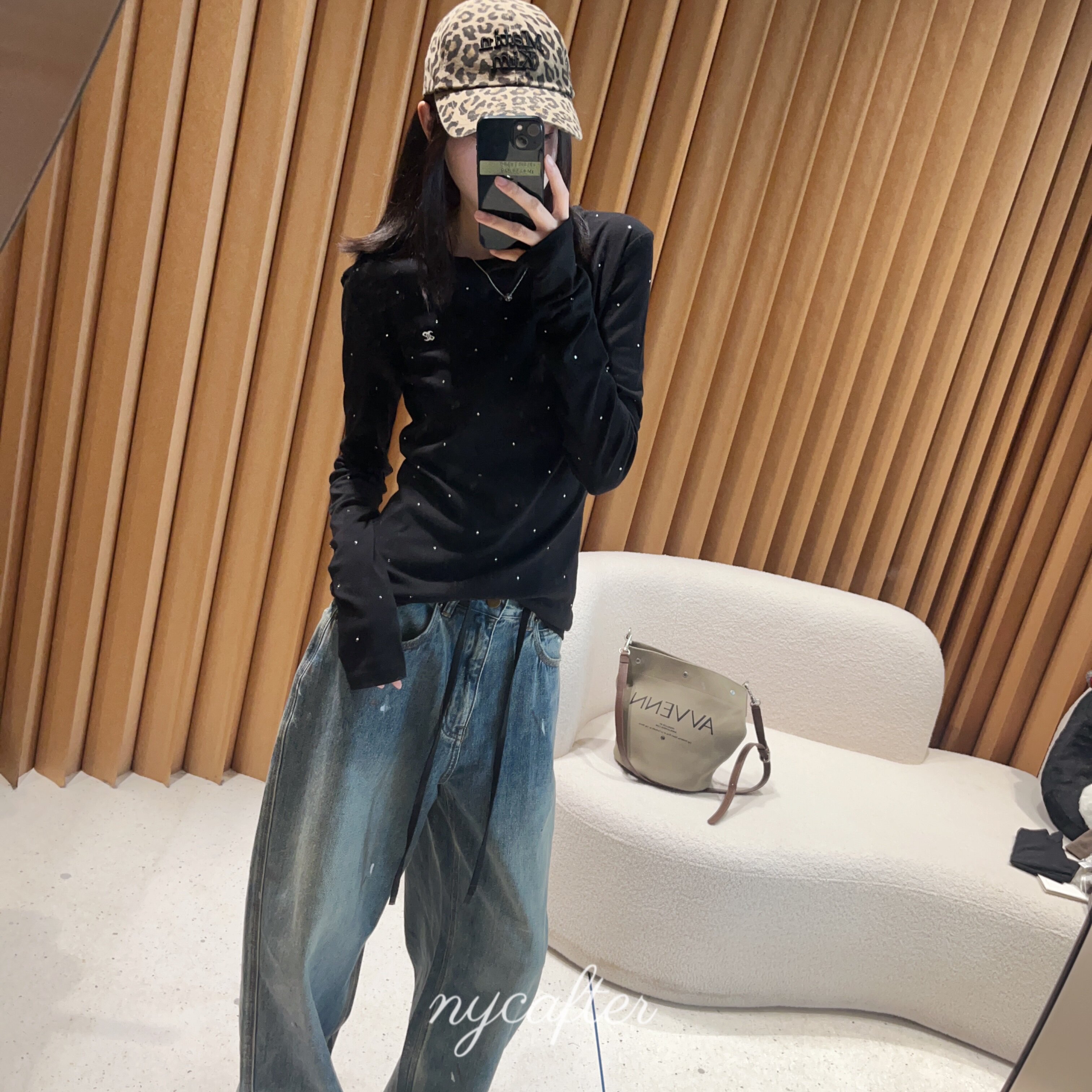 【念念】nycafter 设计师烫钻刺绣长袖T恤打底衫yy3531