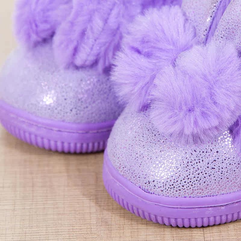 Pantoufles enfants en suède pour hiver - semelle caoutchouc - Ref 1010769 Image 3