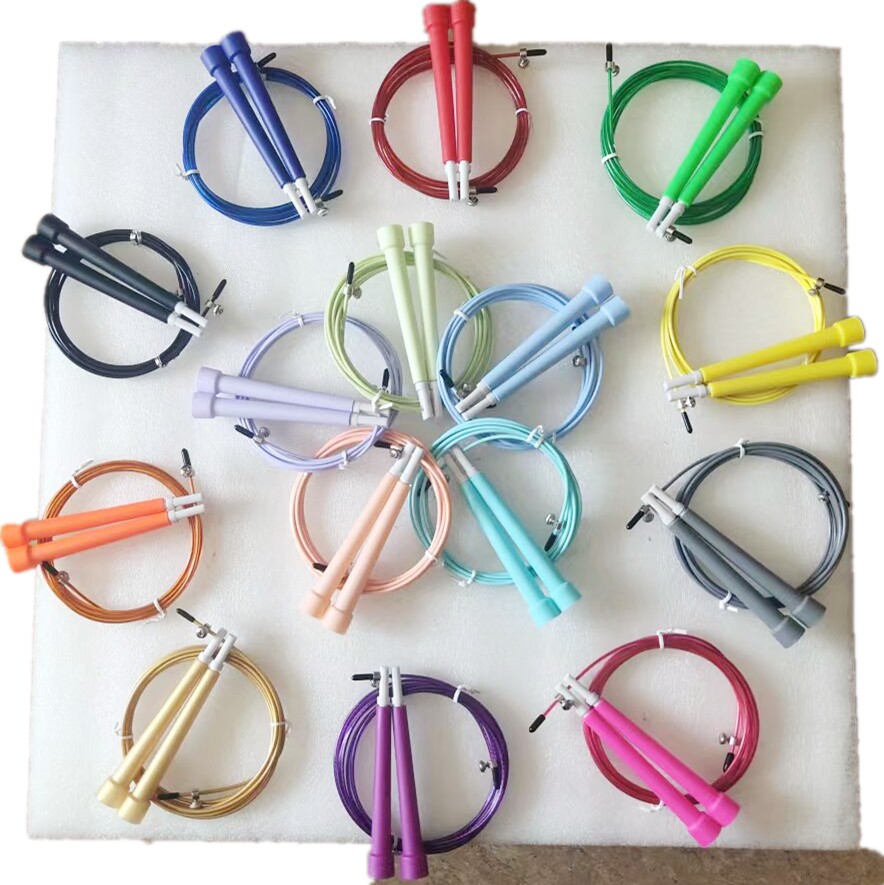 十五色可调节钢丝塑料跳绳白头速度跳绳儿童练习竞速跳绳