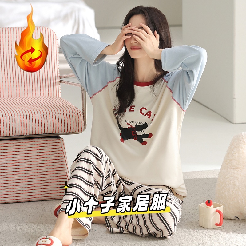 冬季小个子套头保暖女睡衣
