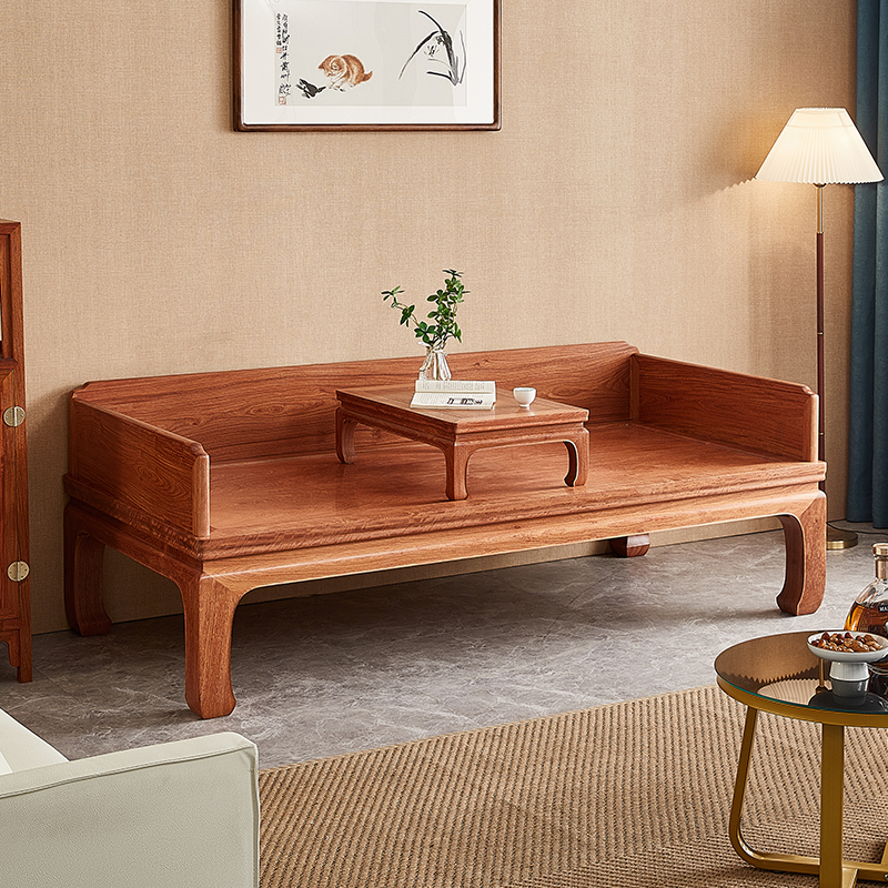 缅甸花梨独板罗汉床波士顿款精磨