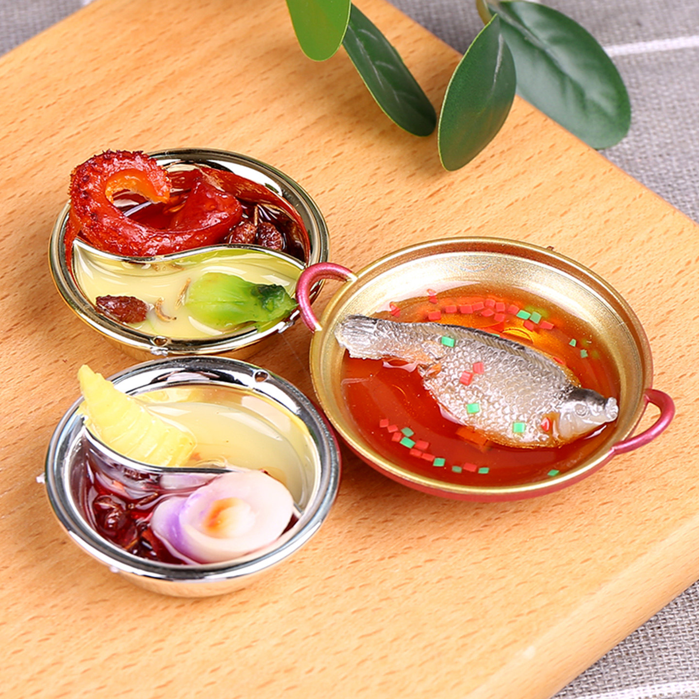 仿真鸳鸯小火锅干锅模型微缩食玩橱窗过家家玩具摆设装饰道具DIY