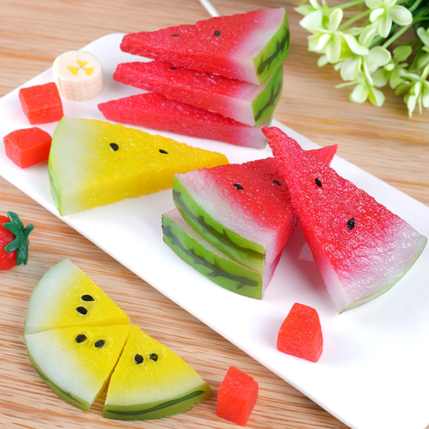 仿真西瓜片模型水果粒蛋糕切块DIY配件装饰道具儿童过家家玩具