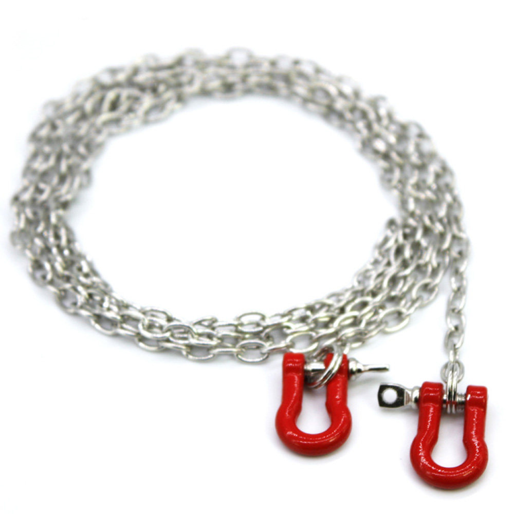 攀爬仿真模型车 金属U形带链条拖车扣 仿真拖车牵引钩 拖钩装饰件