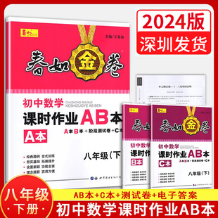 2024深圳金卷春如金卷初中数学课时作业本AB本C本八年级下册 北师大版 含ABC本测试卷参考答案 初二数学八年级下课本同步练习