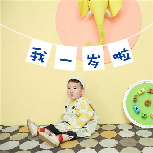 周岁宝宝拍照道具我一岁啦拉旗横幅布置儿童生日装饰条幅挂布挂旗