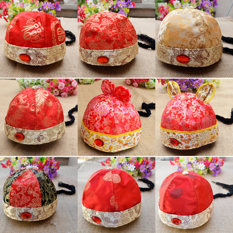 红帽子婴儿女男宝宝唐装帽百天周岁儿童帽小地主阿哥古装帽秋冬款|ruв категории Детская одежда, шляпа/шарф/маска/перчатки/наушники/ноги рукав, шляпа - от Buy2taobao.com для оказания профессиональной услуги покупки агента Taobao