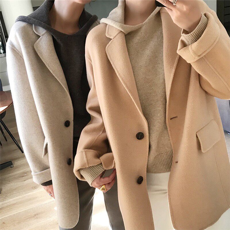 休闲连帽针织衫女秋冬配大衣宽松显瘦羊毛卫衣叠穿套头打底帽衫