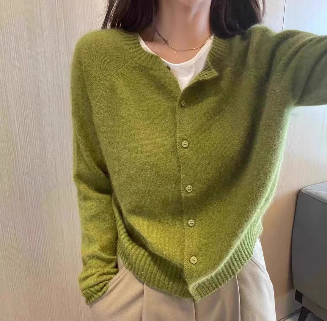 韩国东大门100%羊毛圆领开衫上衣女秋冬新款羊绒宽松针织毛衣外套,女装/女士精品,毛针织衫,淘宝优惠券,粉丝福利购,淘宝优惠卷