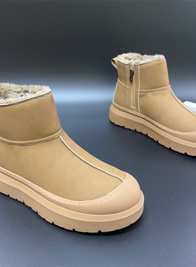 高帮男鞋2025新款冬季加绒保暖棉鞋套脚厚底拉链系带百搭板鞋休闲