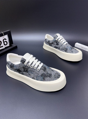 男士布鞋2024夏季新款帆布鞋系带透气舒适百搭运动休闲鞋潮流板鞋
