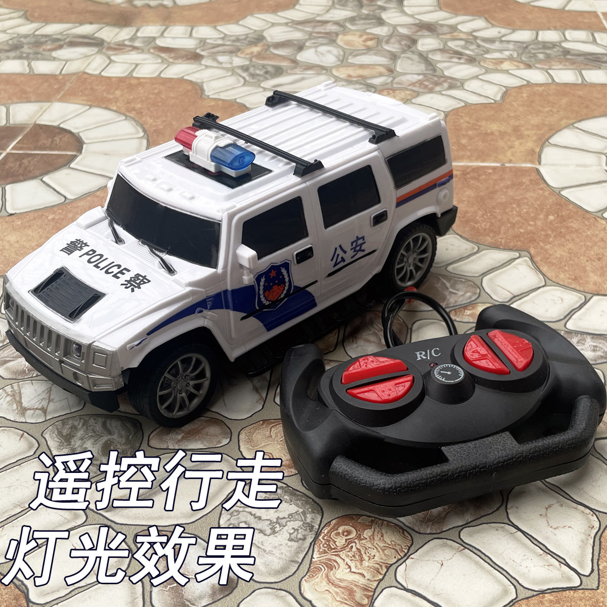 电动遥控车充电开门悍马公安警车灯光赛车警察车男孩儿童汽车玩具