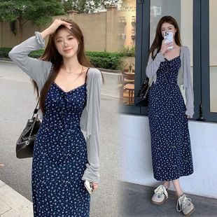 灰色罩衫女夏披肩外搭开衫连衣裙配吊带裙子外套短款薄款上衣针织