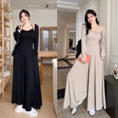 上衣胖MM裙裤 大码 女吊带防晒开衫 2024早春显瘦遮肉套装 三件套 女装