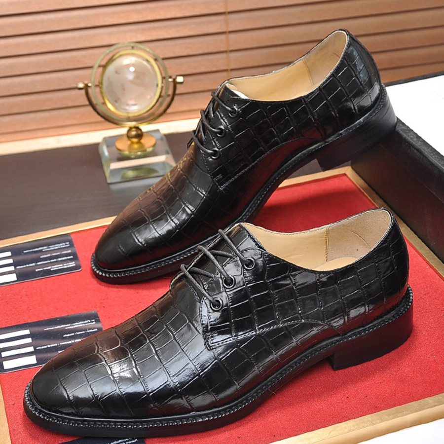 英伦正装鳄鱼纹工作男鞋皮鞋
