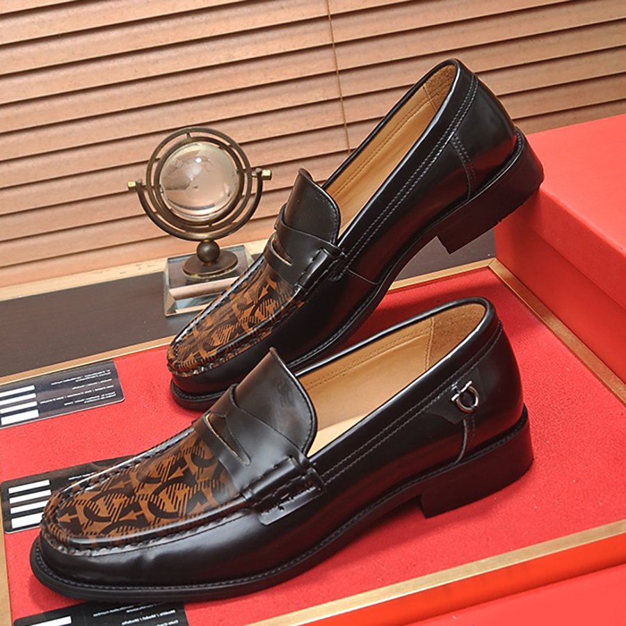 男鞋皮鞋一脚蹬印花正装休闲