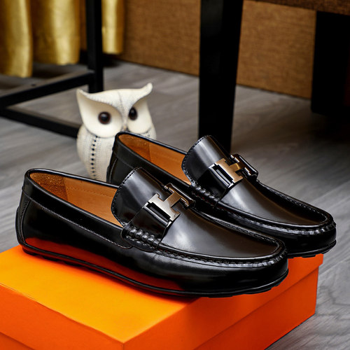 潮牌牛皮一脚蹬驾车鞋单鞋