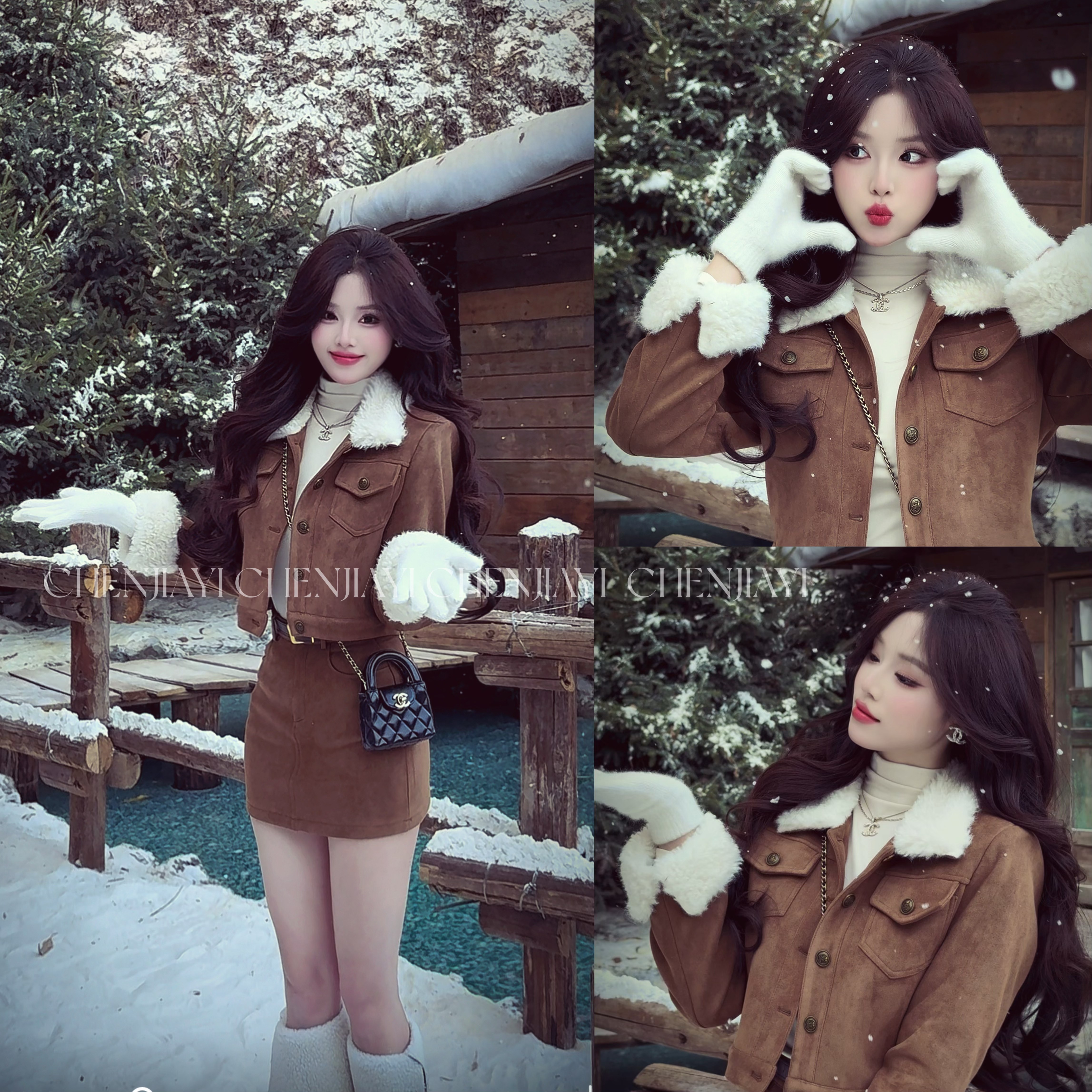 【JIAYI】复古冬季氛围感拼接两件套套装2862,女装/女士精品,时尚套装,淘宝优惠券,粉丝福利购,淘宝优惠卷