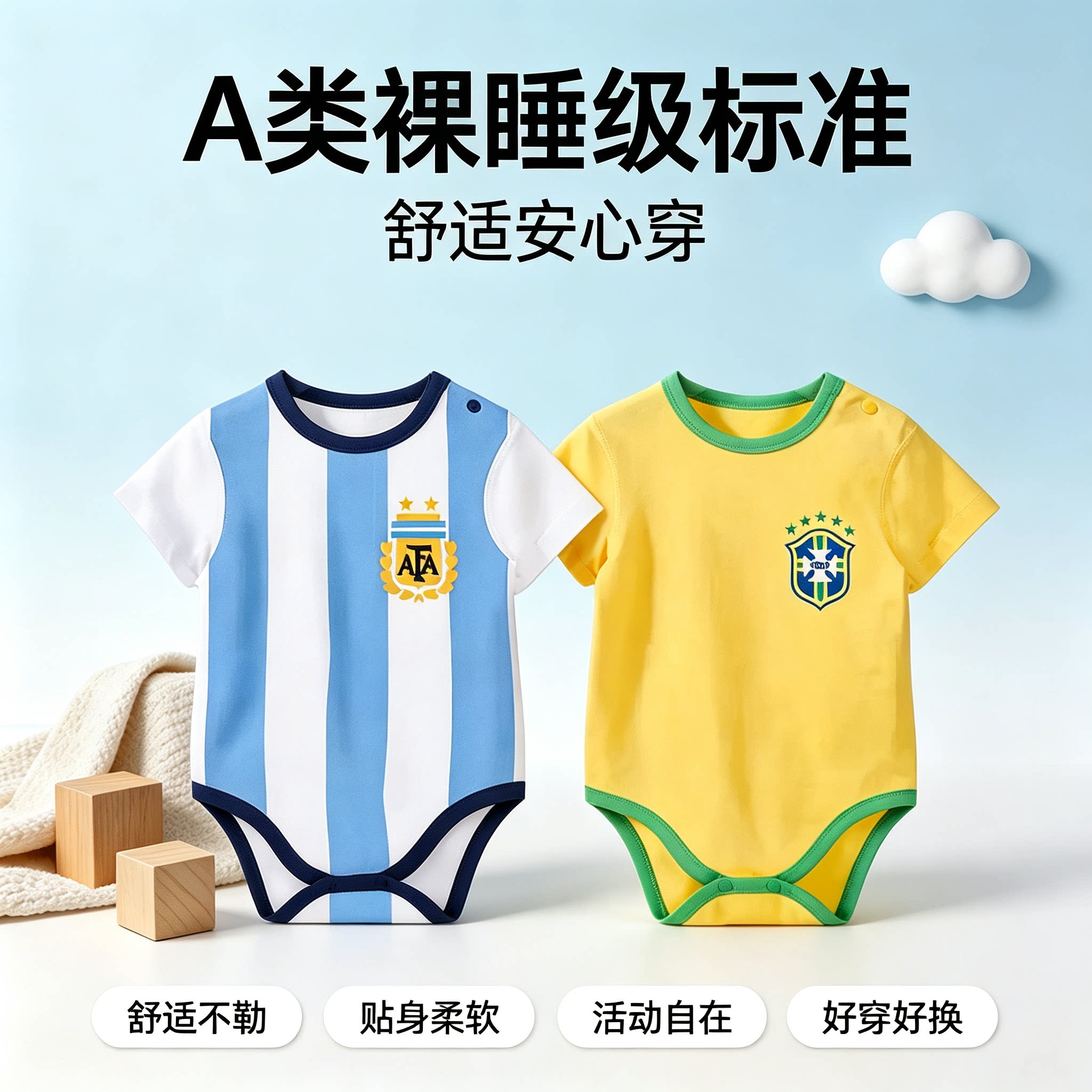 母爱短袖三角爬服纯棉夏季薄款