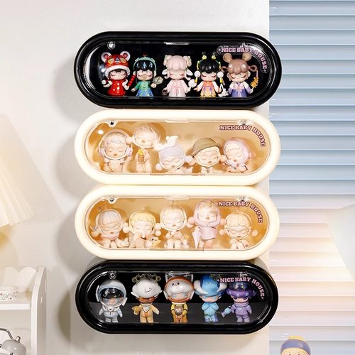 RMAX壁挂式盲盒收纳展示架透明磁吸收纳盒泡泡玛特小手办防尘摆柜