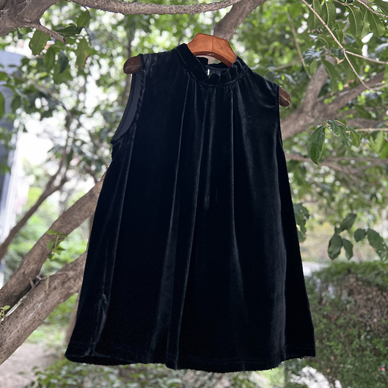 真丝丝绒木耳边立领背心,女装/女士精品,真丝上装,淘宝优惠券,粉丝福利购,淘宝优惠卷