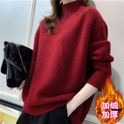 高领羊绒毛衣女秋冬加2022新款厚