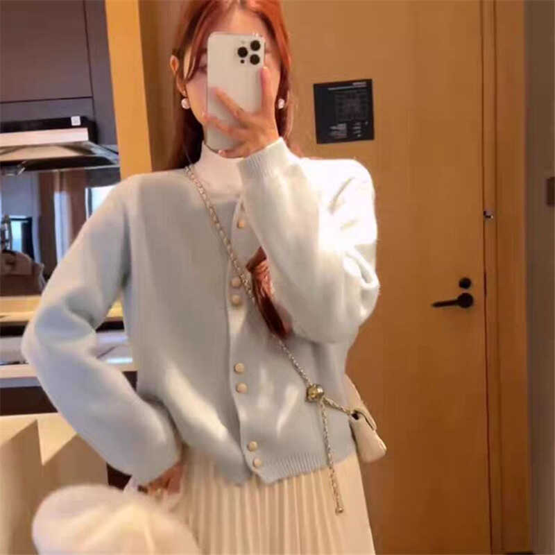 新款2024秋冬小香风针织开衫圆领