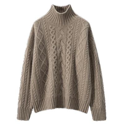 加厚针织衫宽松羊毛半高领毛衣女