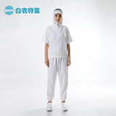 夏季 食品厂工作服短袖 套装 透气男女通用生产加工厂车间厂服白色