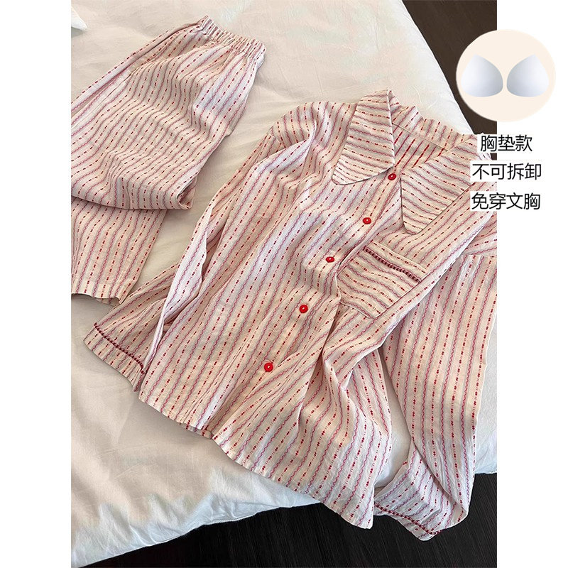 休闲云朵绵带胸垫两件套装睡衣少女春秋季长袖卡通可爱外穿家居服,女士内衣/男士内衣/家居服,睡衣/家居服套装,淘宝优惠券,粉丝福利购,淘宝优惠卷