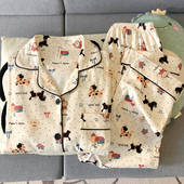 舒适保暖家居服套装 德绒长袖 波点小狗 可爱卡通睡衣2024年冬季