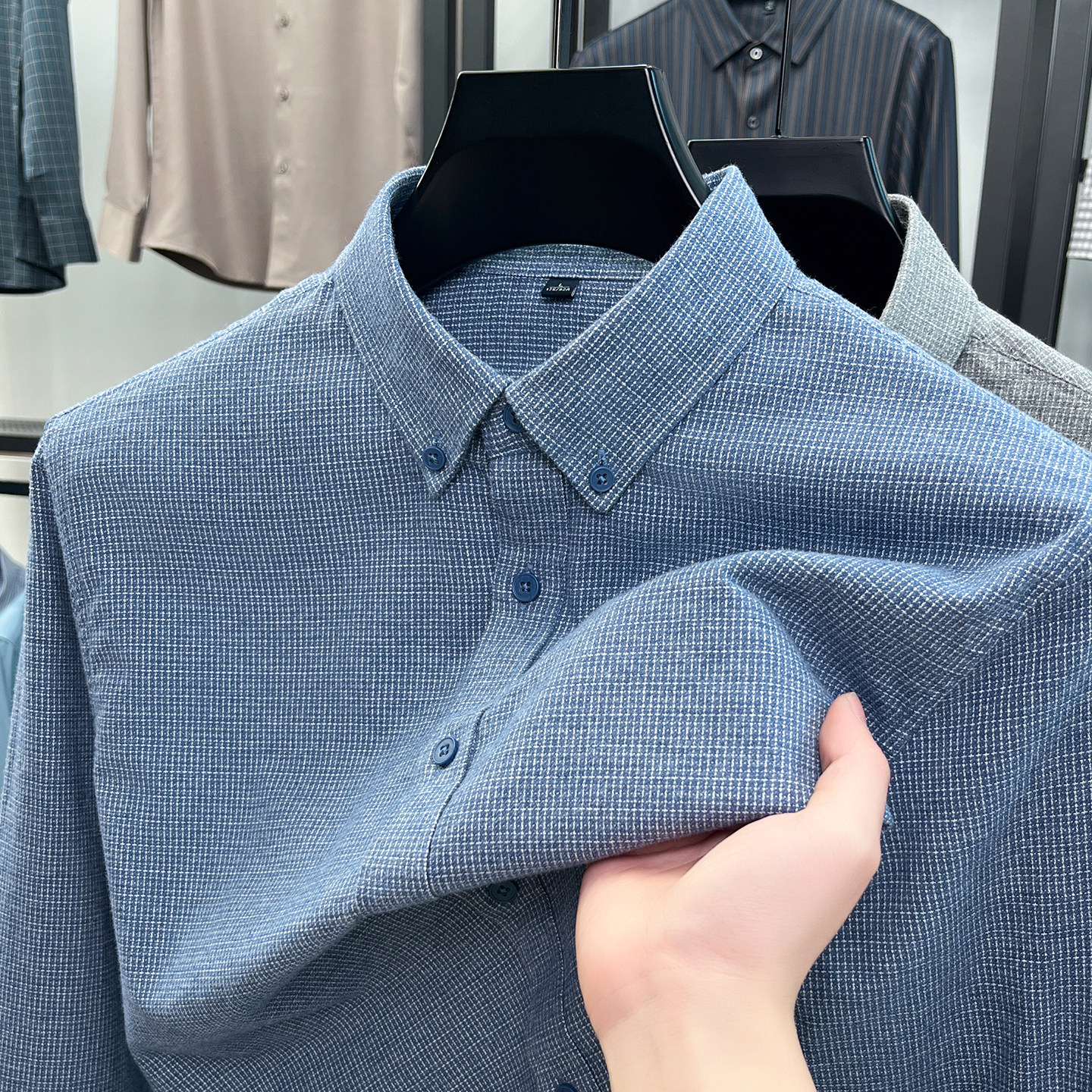 2026新款春秋男装纯棉透气简约百搭长袖商务Polo衬衫