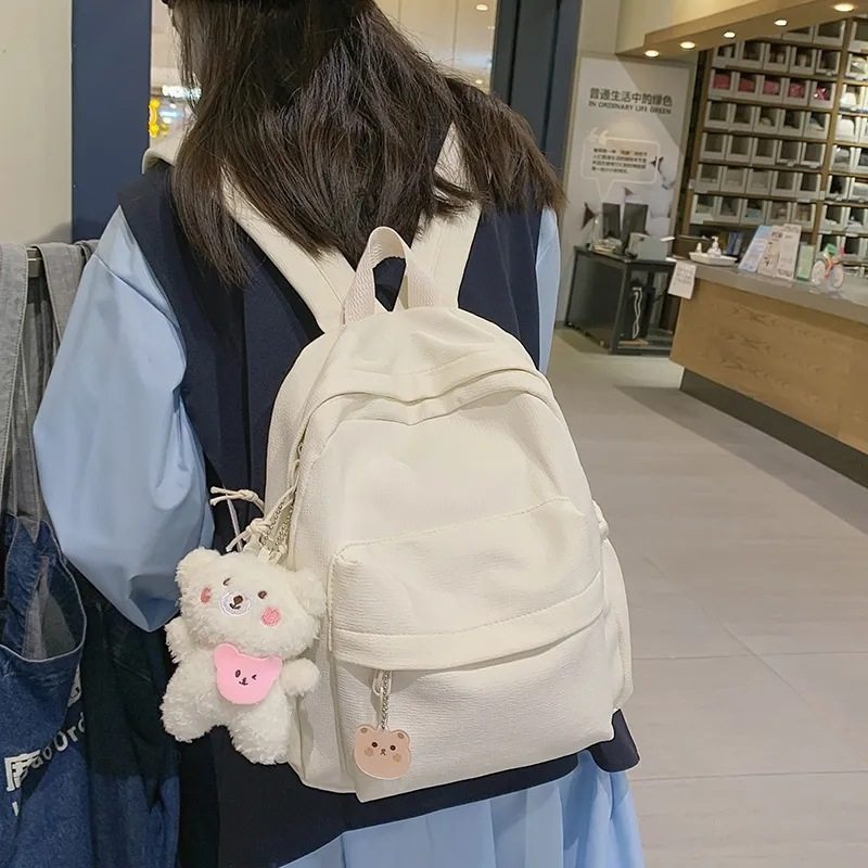 森系小书包纯色简约尼龙韩版日系儿童小背包逛街出游通勤小包