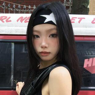 英国NTYUK姜海粼同款五角星嘻哈宽边弹力束发带针织运动发带