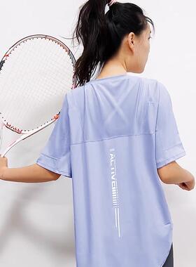 英国Next Rtrx联名宽松运动短袖女瑜伽服上衣微胖mm速干健身衣T恤