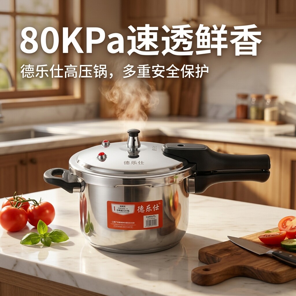 德乐仕加厚不锈钢防爆高压锅电磁炉燃气通用压力锅正品家用商用