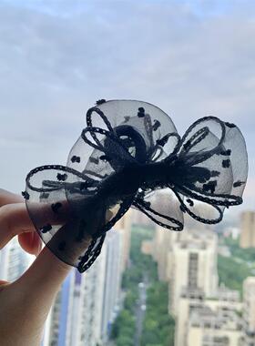 法式复古千金风简约高级感黑天鹅网纱蝴蝶结抓夹7cm