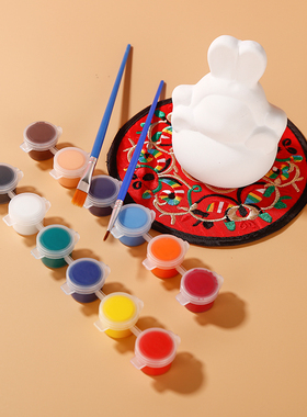 北京兔爷白胚摆件diy材料包