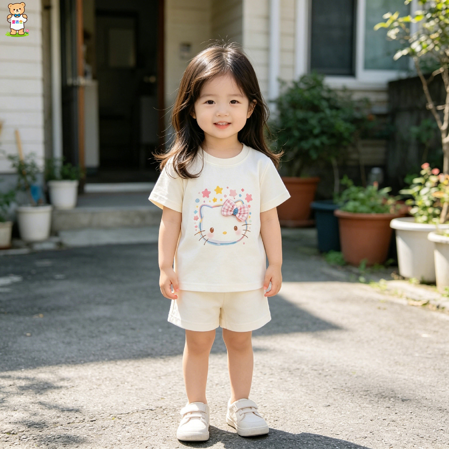 女宝宝可爱休闲短袖亲肤棉质蝴蝶结T恤夏季新款幼儿园卡通上衣