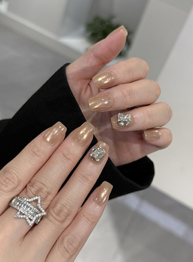 NailArt千金猫眼穿戴甲高级显白短方ins纯欲风氛围感学生美甲片