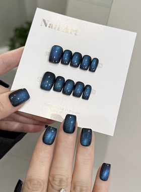 NailArt那片海穿戴甲高级显白短方圆ins纯欲风氛围感学生美指甲片