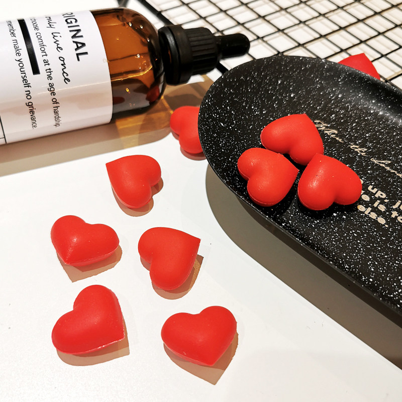 软胶材质超大颗立体桃心爱心红心diy耳环滴胶手机壳填充